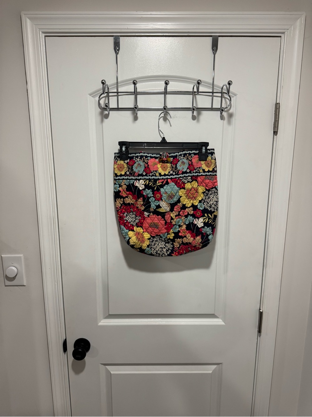 Vera Bradley Black Quilted Shoulder Bag with Multi-Color Floral Print